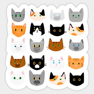 Cute Cats Pattern Calico, Tabby, Tuxedo, Ginger and Others Sticker